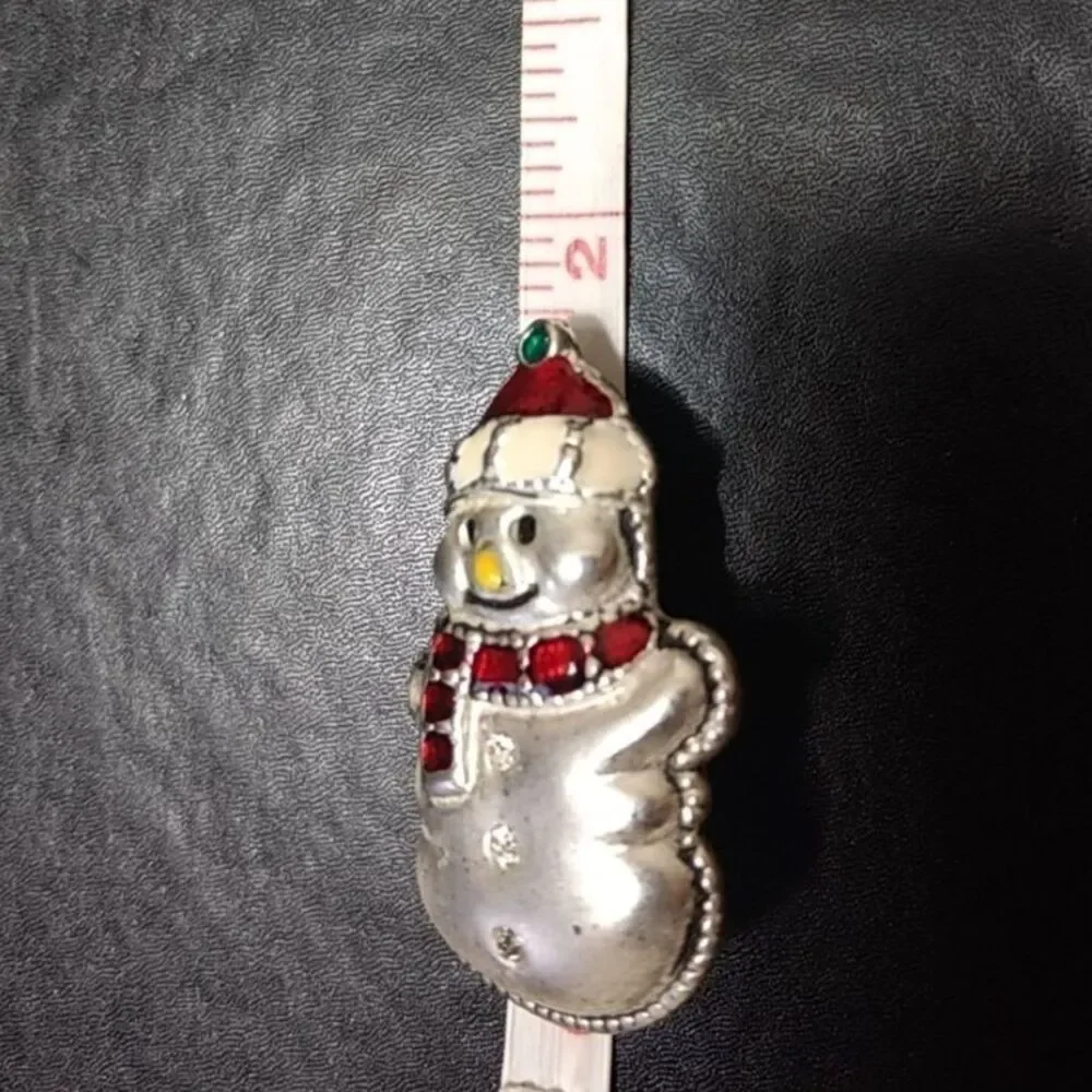 Silver tone vintage snowman brooch